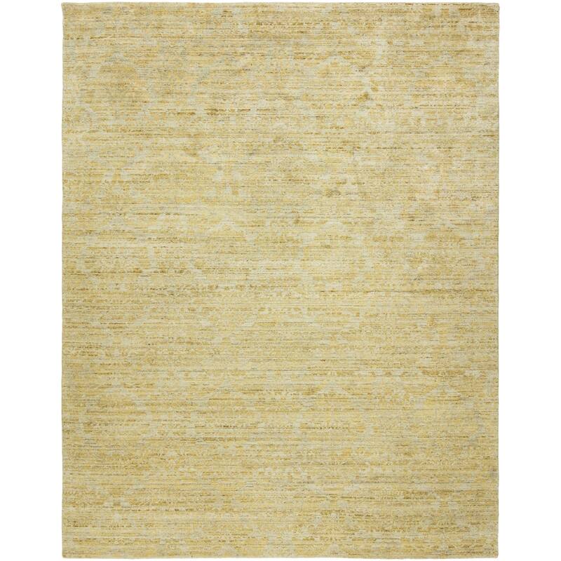 Modern Gold Hand-Knotted Wool & Viscose Area Rug - 4' x 6' - Gold