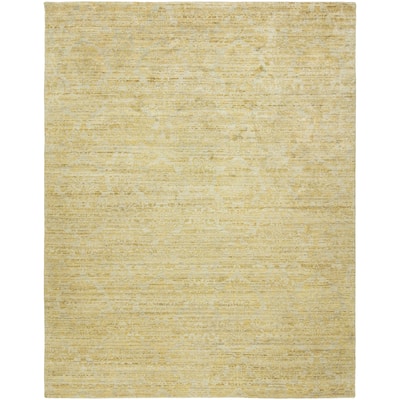 Modern Gold Hand-Knotted Wool & Viscose Area Rug