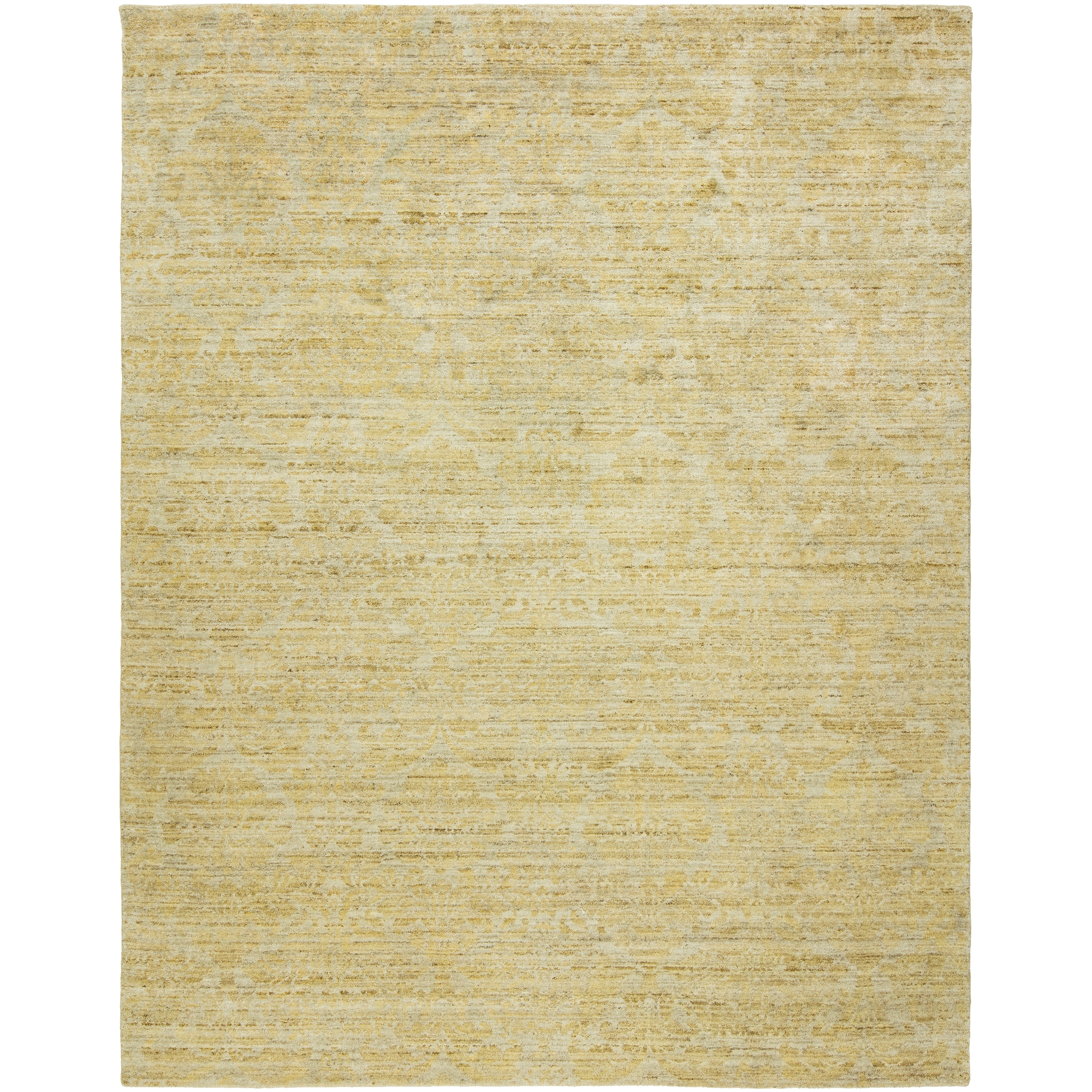 KALATY Modern Gold Hand-Knotted Wool & Viscose Area Rug