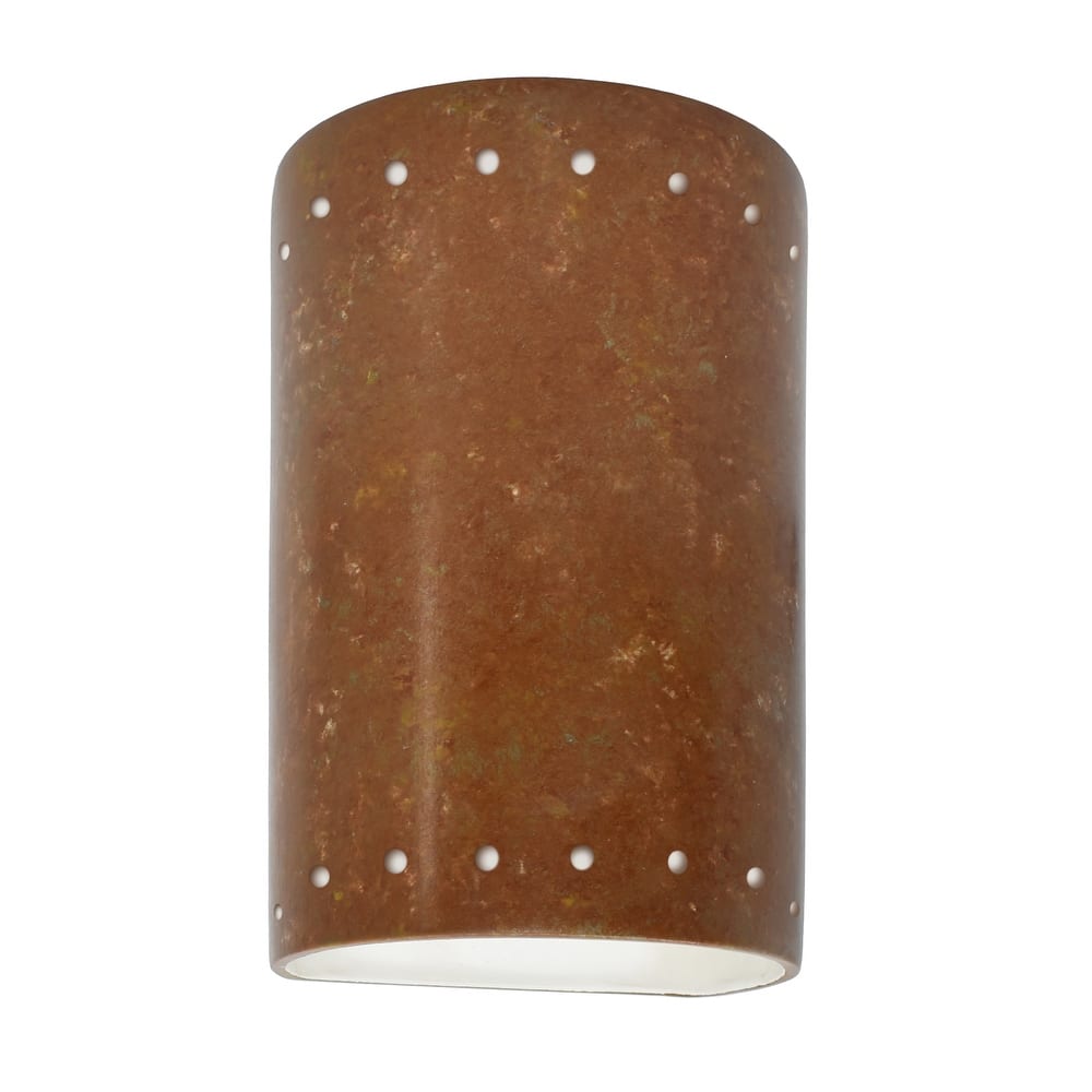 Justice Design Ambiance - Small ADA Cylinder w/ Perfs Wall Sconce - Closed Top (Outdoor) - Replaceable Bulb