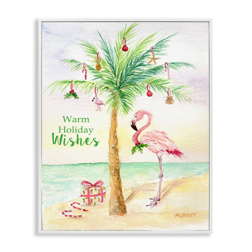 Stupell Tropical Flamingo Christmas Nautical Palm Tree Framed Wall Art - Multi-Color