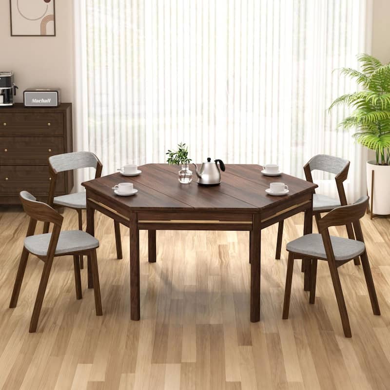 VEIKOUS Multifunctional Rubberwood Game Table, 4-in-1 Board Game Table with Removable Top for Dining, Card Games, Chess