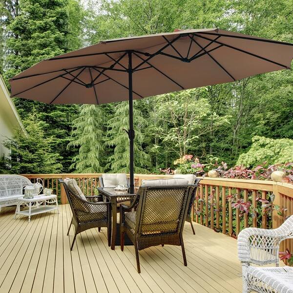 Shop Black Friday Deals On Costway 15 Ft Patio Double Sided Umbrella Outdoor Market Umbrella Overstock 30922464