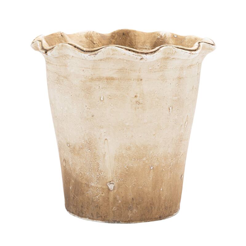 Terra-cotta Planter with Ruffled Edge - 6.88"L x 6.88"W x 6.88"H
