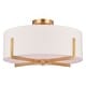 preview thumbnail 7 of 12, Surrey 18-in W Natural Brass Mid-Century Modern Semi Flush Mount Ceiling Light White Linen Drum Shade