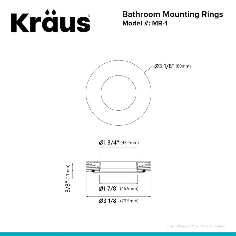 KRAUS Mounting Ring, Bathroom Sink, Chrome, Nickel, Oil Rubbed Bronze