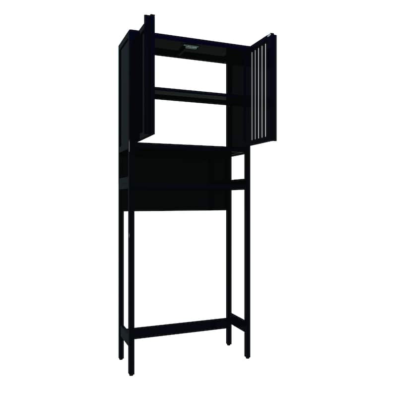 Sofucor Bamboo Over The Toilet Storage Cabinet&Bathroom Organizer,2 Doors and Open Storage Shelf,Space-Saving Bathroom Organizer