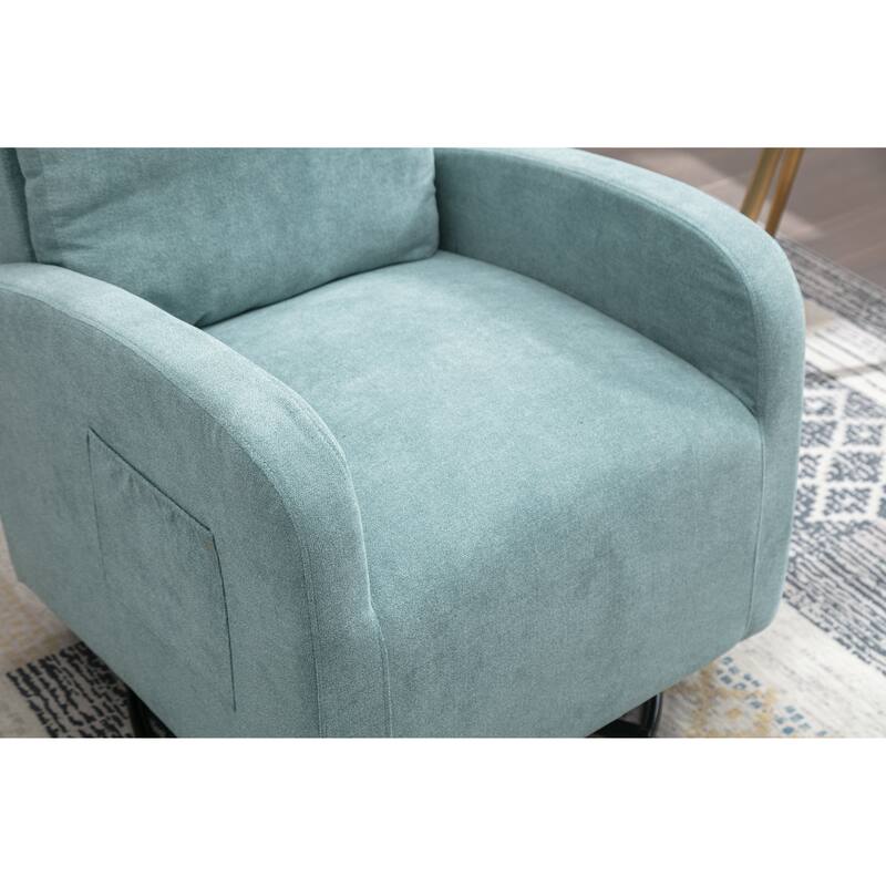Swivel Rocking Accent Chair with Left Bag for Livingroom, Light Blue