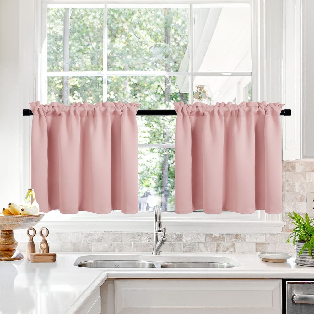 Deconovo Cafe Curtains Rod Pocket Window Short Drapes Tier Pair
