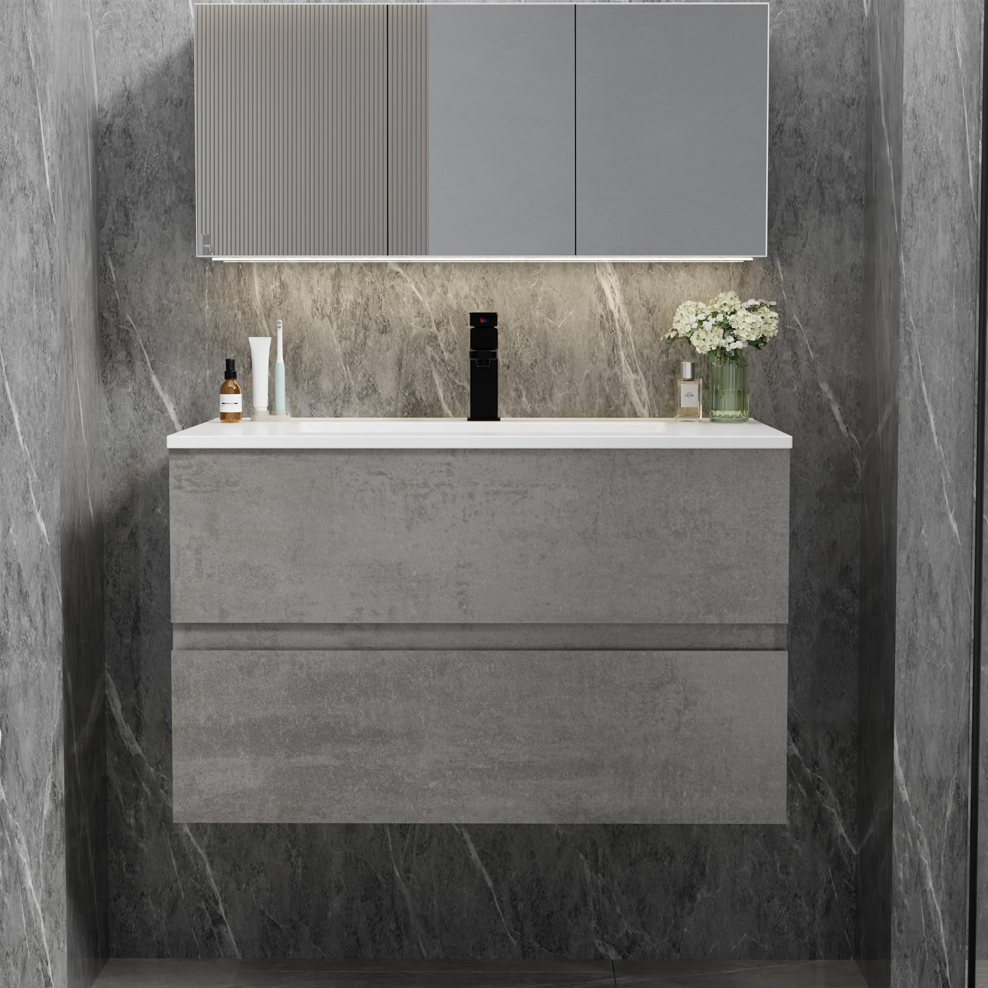 Wall Mounted Bathroom Vanity Sink Combo Cabinet Vanity Set