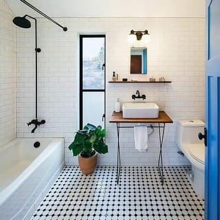 Check 1" x 1" Black/ White Porcelain Mosaic Floor and Backsplash Wall Tile