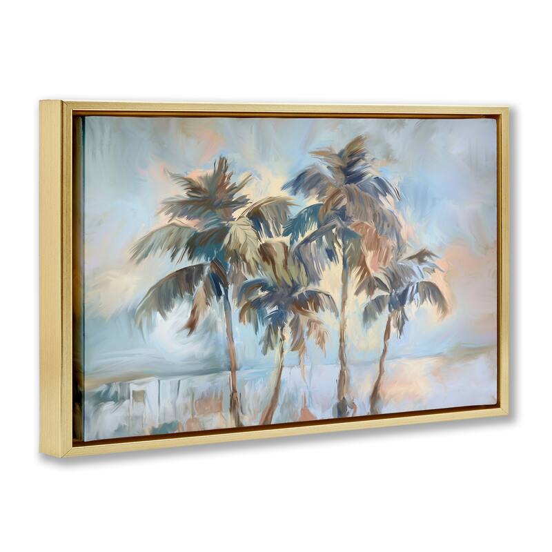 Stupell Cool Palm Trees Sunrise Framed Floater Canvas Wall Art Design By Ramona Murdock
