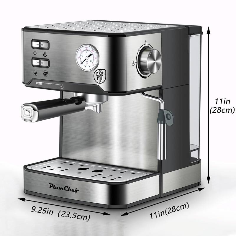20 Bar Professional Espresso Machine with Milk Frother, Single & Double Shot, ESE Pod Compatible, Pressure Display