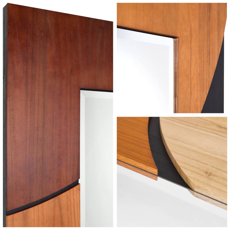 Geometric Blocks Hand Made Solid Paulownia Wood Beveled Leaner Mirror