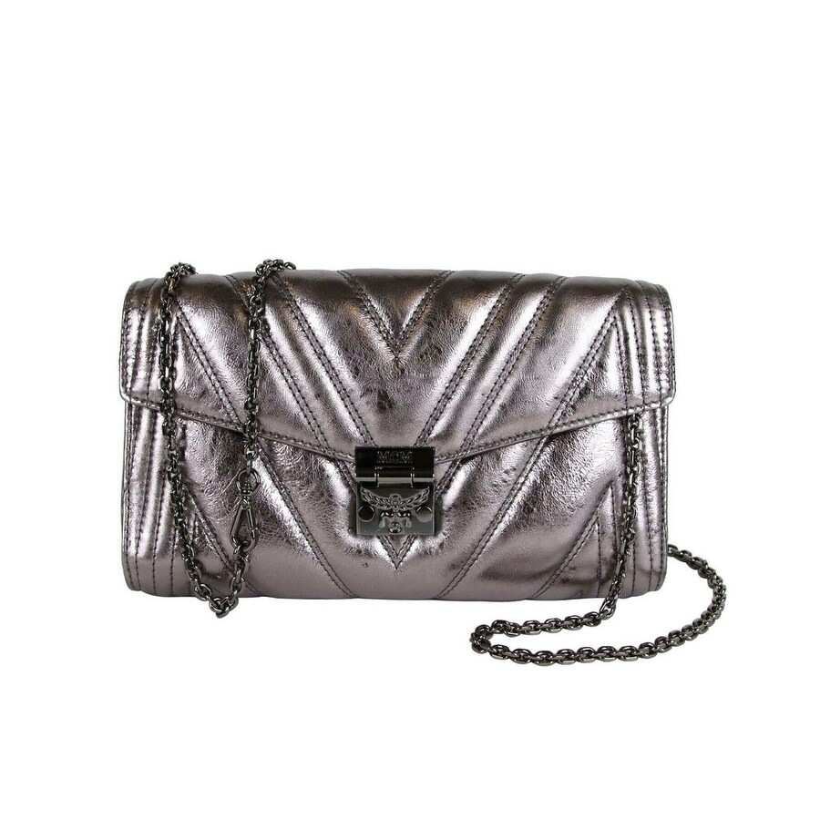silver leather cross body bag