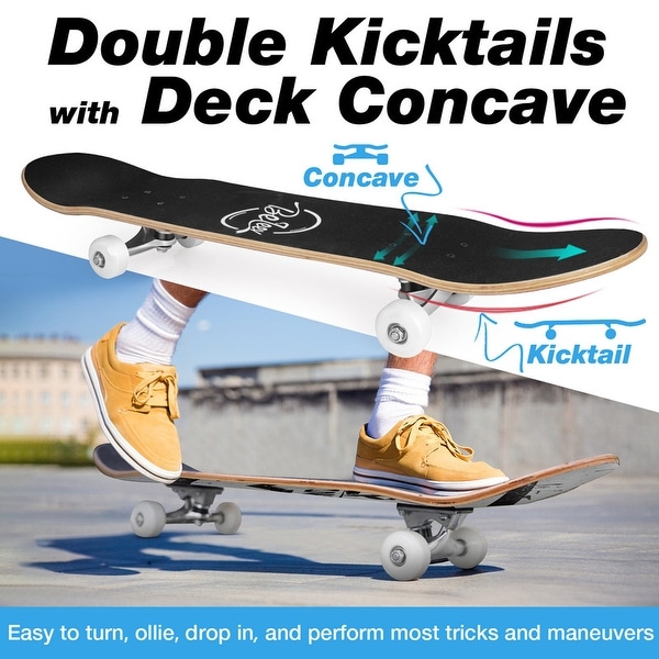31 x 8 inch Complete Skateboard for Kids Teens Adults