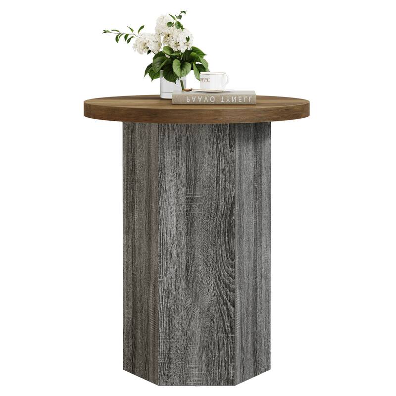 Round End Table Side Table with Pedestal for Sofa Couch Living Room