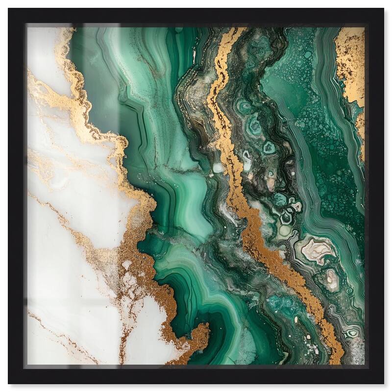 Malachite Majesty Shadowbox by Art Remedy - Black - 40" x 40"