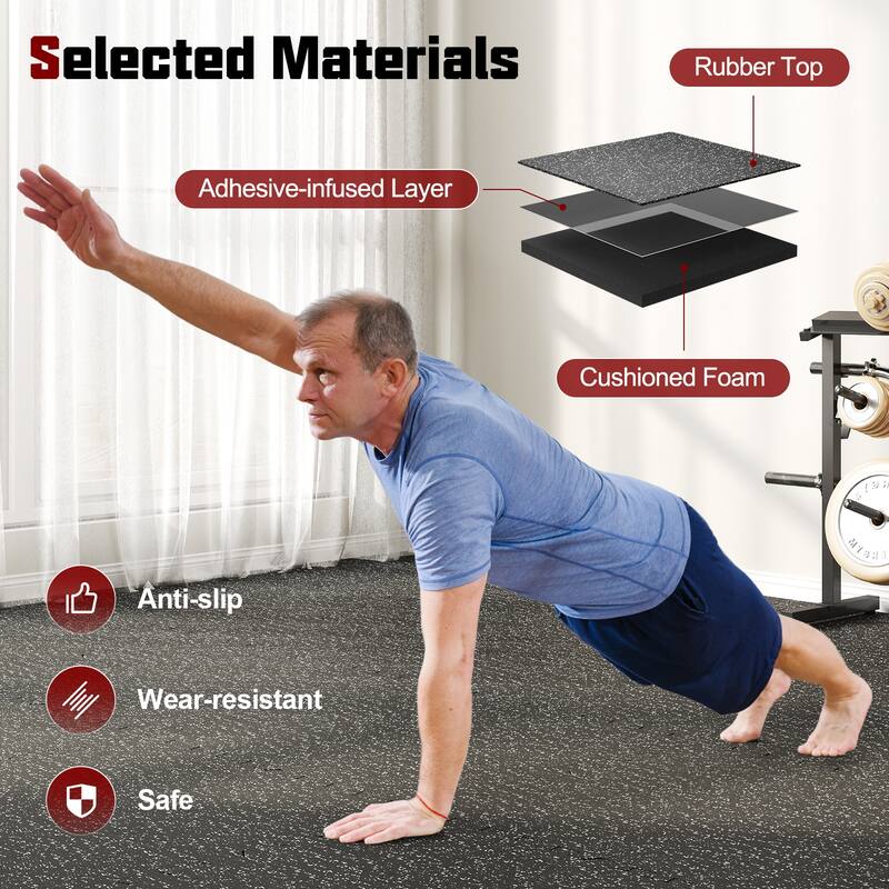 Costway 12/24 PCS 0.79” Thick Rubber Top Exercise Mat 48 Sq Ft