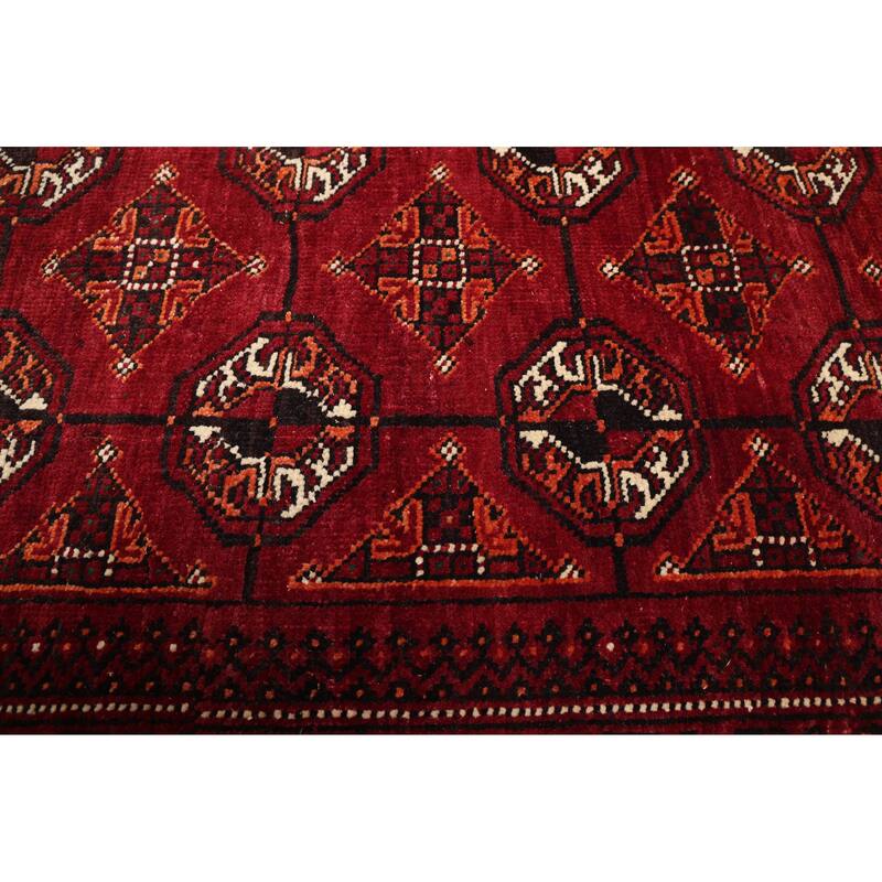ECARPETGALLERY Hand-knotted Baluch Dark Red Wool Rug - 4'4 x 7'7