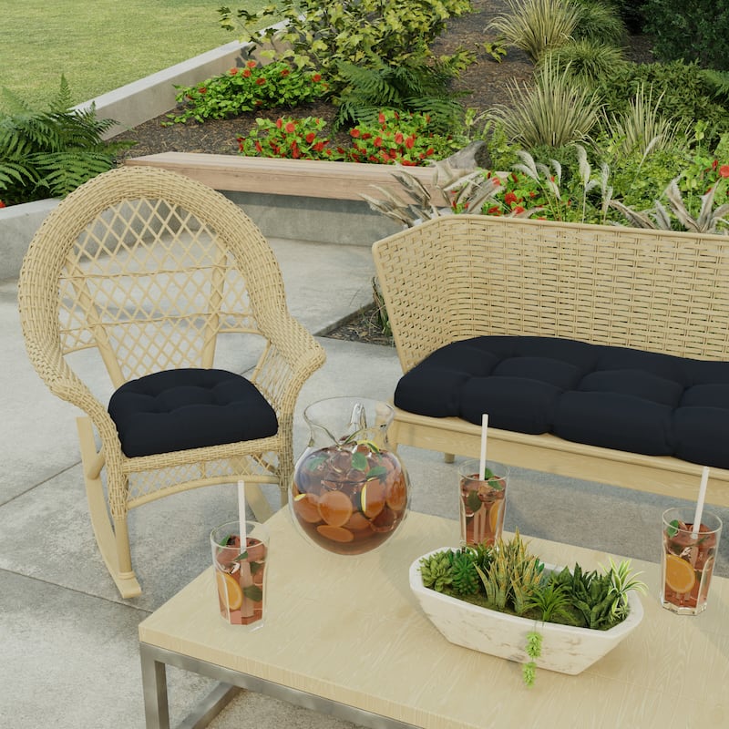 18" x 18" Navy Solid Contoured Outdoor Wicker Seat Cushion - Set of 2 - 18'' L x 18'' W x 4'' H - Navy