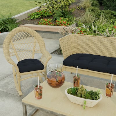 18" x 18" Navy Solid Contoured Outdoor Wicker Seat Cushion - Set of 2 - 18'' L x 18'' W x 4'' H