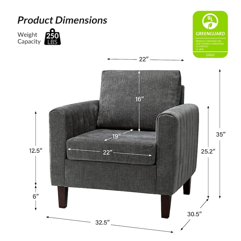 Ganymedes Upholstered Accent Club Chair with Wood Legs by HULALA HOME