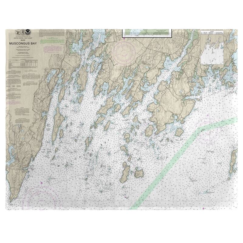Muscongus Bay, ME Nautical Map Place Mat Set of 4