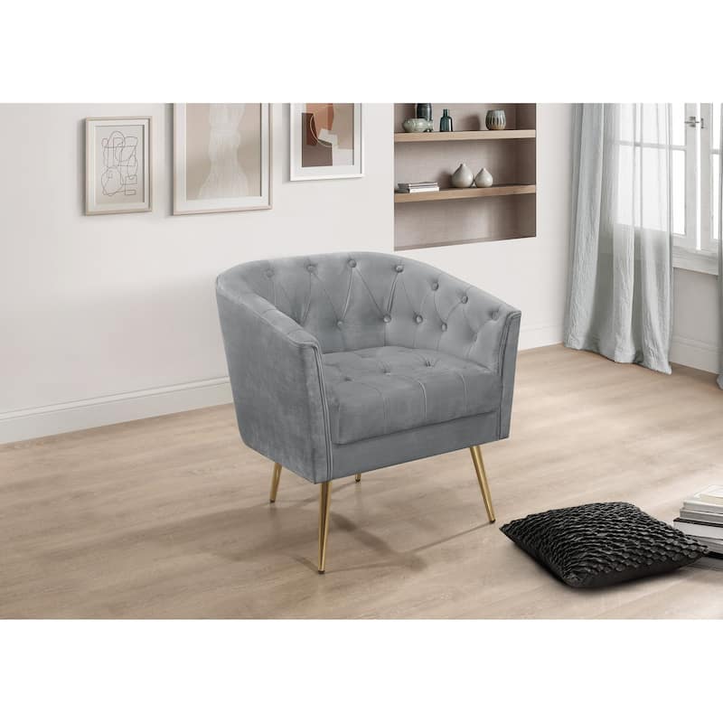 Clayfell CASSY VELVET FLARED ARM CHAIR WITH STOOL - 28.9"