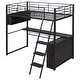 preview thumbnail 5 of 23, Loft Bed with L-Shaped Desk, LED Bunk Bed Frame with 4 Storage Shelves, Safety Guard & Ladder