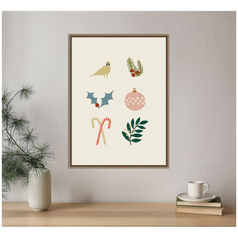 Kate and Laurel Sylvie Beaded Holiday Six Framed Canvas by Hannah Beisang
