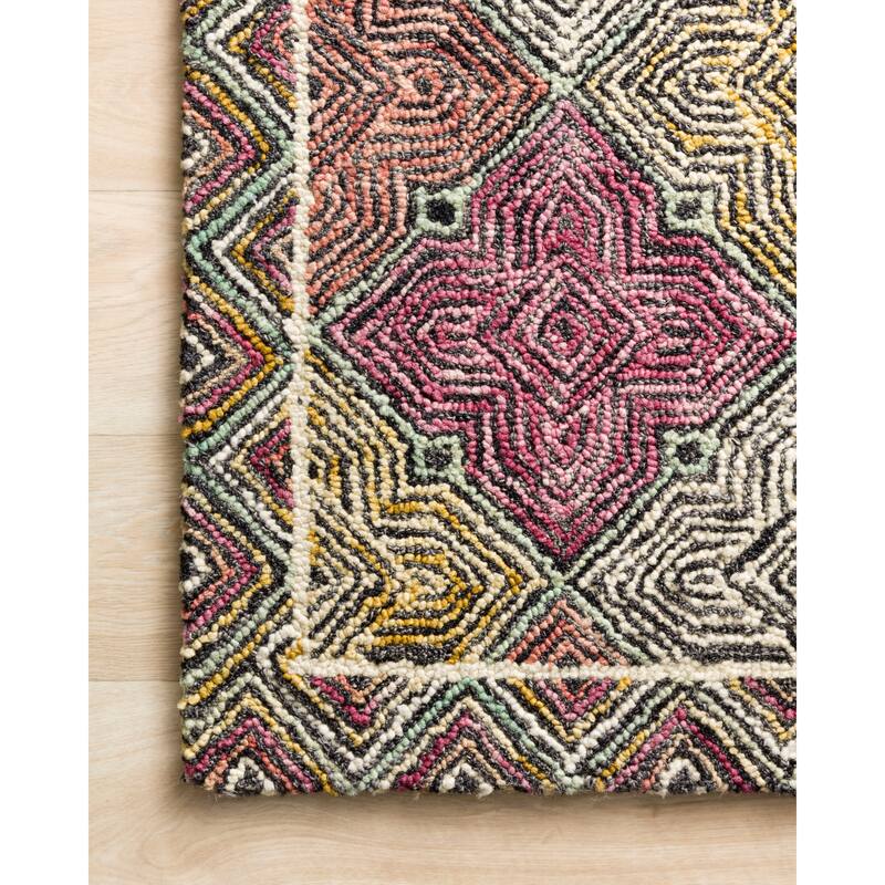 Alexander Home Kaleidoscope Geometric Border Hand-Hooked Wool Rug