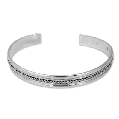 Novica Handmade Perfect Harmony Sterling Silver Cuff Bracelet