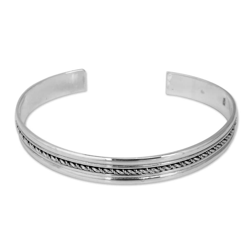 Novica Handmade Perfect Harmony Sterling Silver Cuff Bracelet