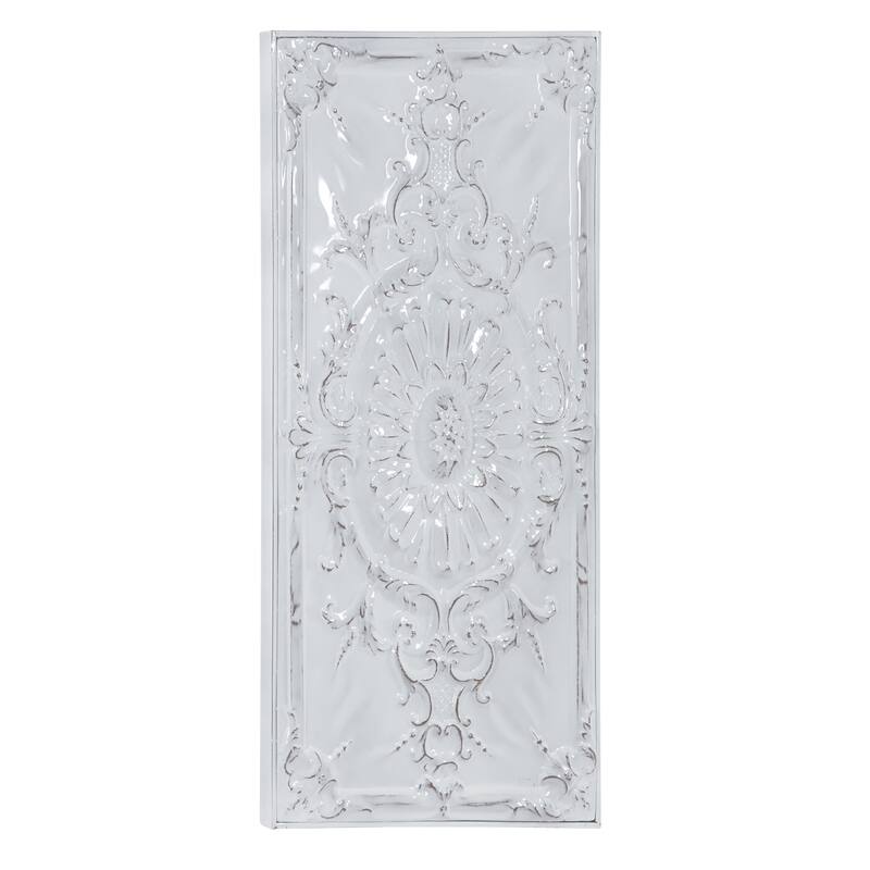 Metal Scroll Wall Decor with Embossed Details - White - Roche River Decor