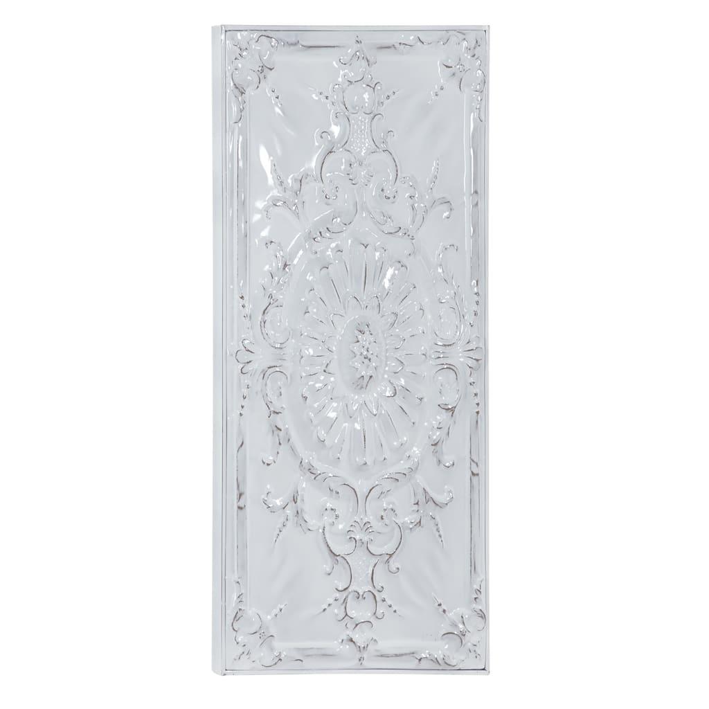 Metal Scroll Wall Decor with Embossed Details - White - Roche River Decor