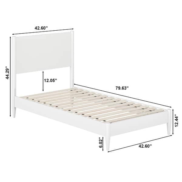 dimension image slide 4 of 15, Pasadena Solid Wood Low Profile Platform Bed