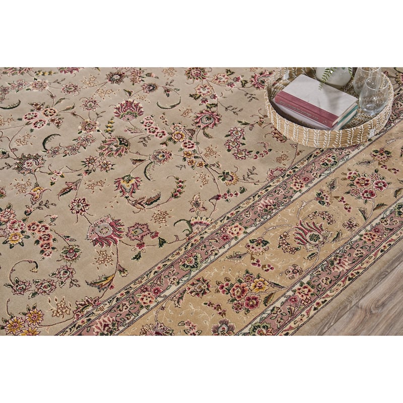 EXQUISITE RUGS ONE-OF-A-KIND Super Fine Isfahan Hand Knotted Beige Rug - 8'x10'