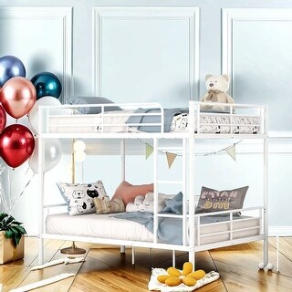 Contemporary Build Full Over Full Metal Bunk Bed, Easy Assembly