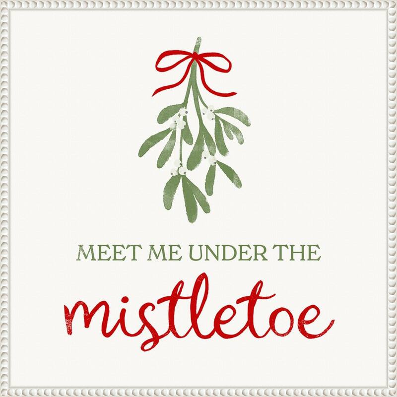 Mistletoe Wishes I by Victoria Barnes (22 x 22 in.), Framed Canvas Wall Art Print - Sylvie Beaded White