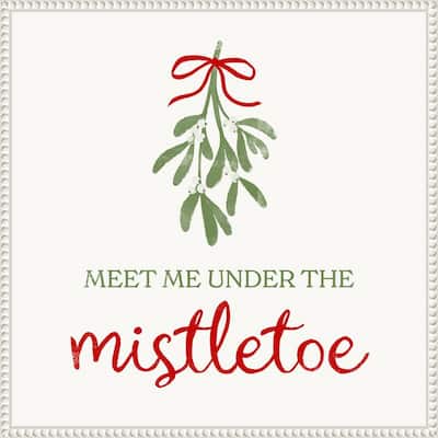 Mistletoe Wishes I by Victoria Barnes (22 x 22 in.), Framed Canvas Wall Art Print - Sylvie Beaded White