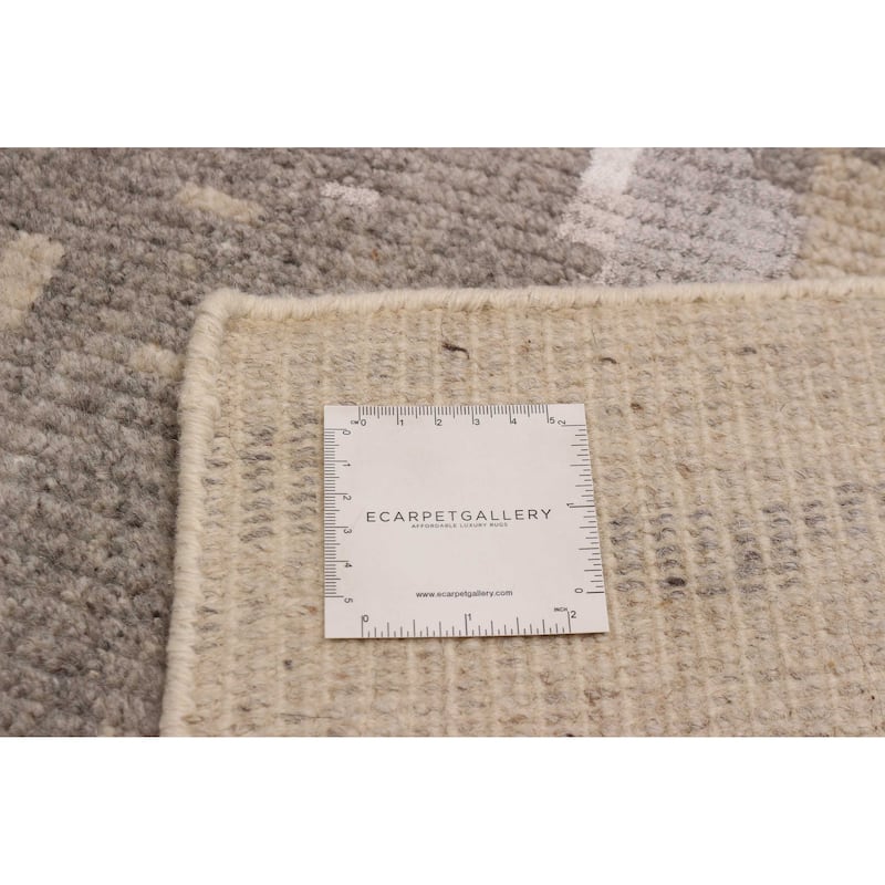 ECARPETGALLERY Hand-knotted Tangier Khaki Viscose, Wool Rug - 8'0 x 9'11