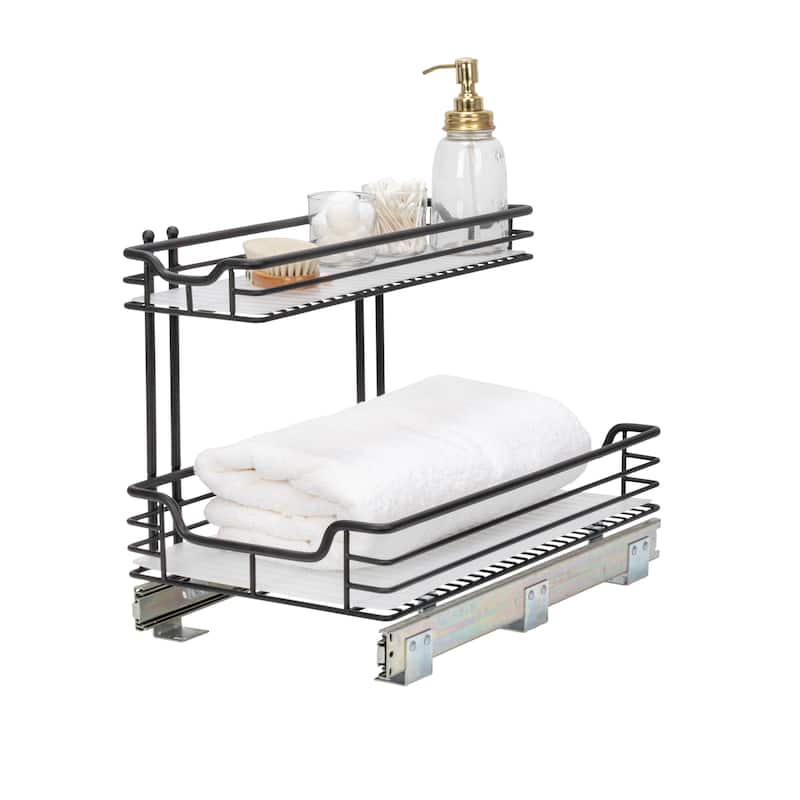 Household Essentials 2 Tier Sliding Cabinet Organizer - Black
