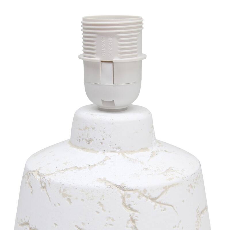 Marble Style Ceramic Table Lamp with Drum Shade - 13.25" - White