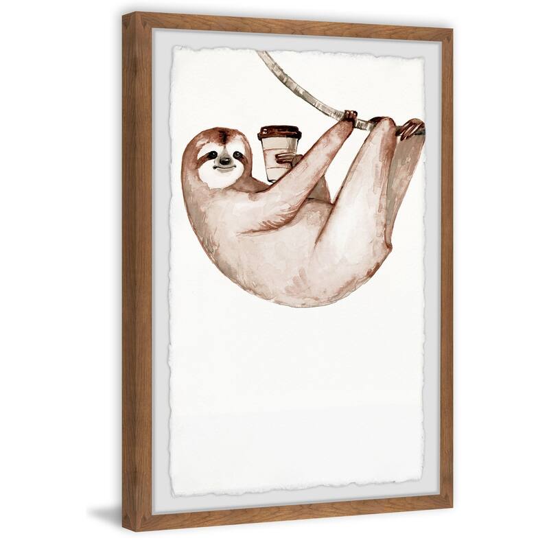 Sloth Coffee Framed Wall Art, Elegant Home Touch - Sophisticated Artwork for Refined Décor