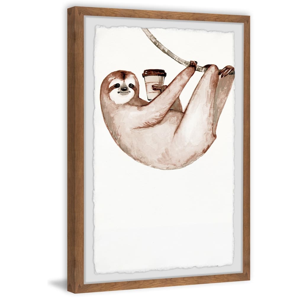 Sloth Coffee Framed Wall Art, Elegant Home Touch - Sophisticated Artwork for Refined Décor