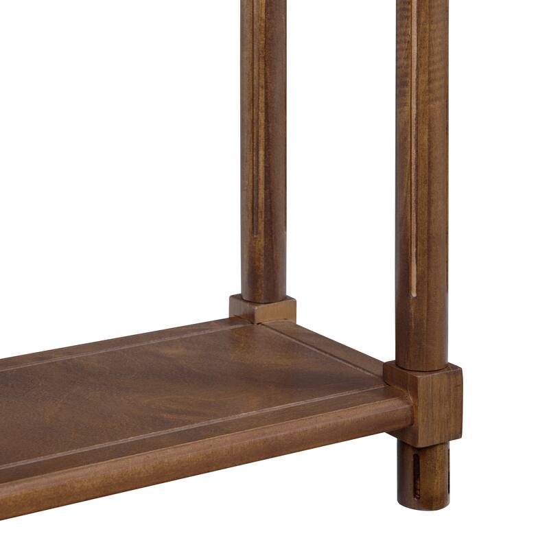 New Ridge Home Goods Harrison Narrow Side End Tables with Shelf, Set of 2, Antique Chestnut