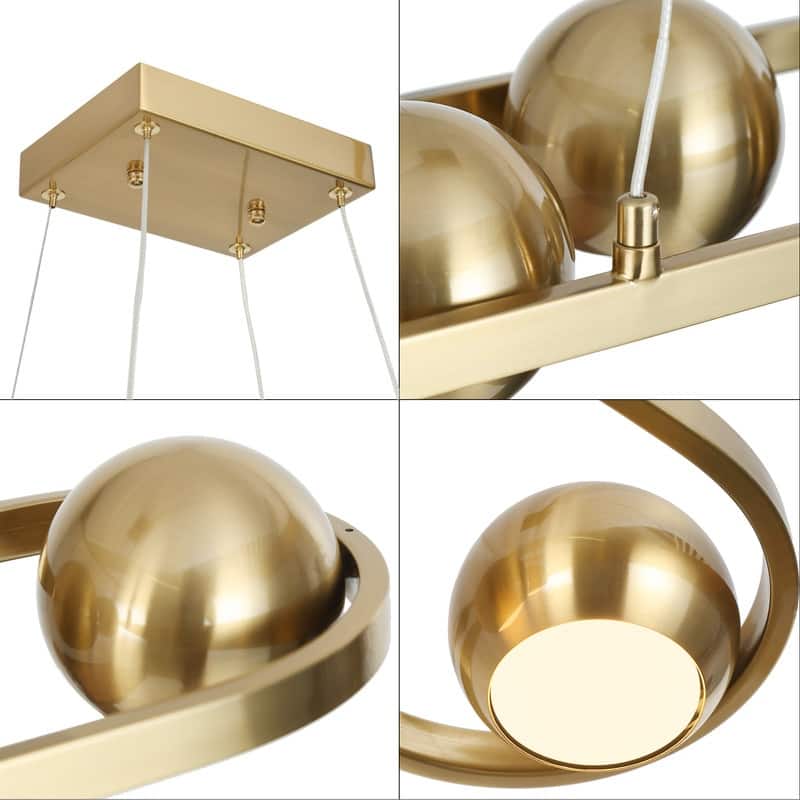 Modern 6-Light LED Gold Chandelier Linear Island Lights for Dining Room - 29.5" L x 4" H - 29.5" L x 4" H