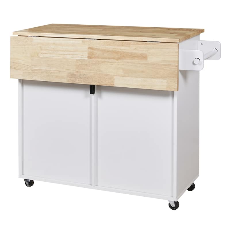 Rolling Kitchen Cart with Adjustable Shelf Tower Rack and Rubber Top