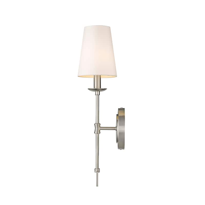 Dimmable Rustic One 1-Light Wall Sconce with Shade in Nickel